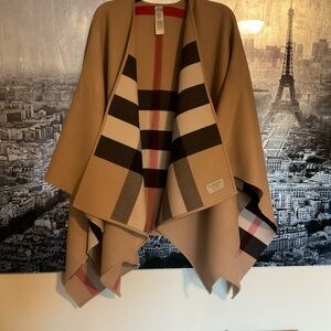 Burberry Camel and Black Plaid Shawl